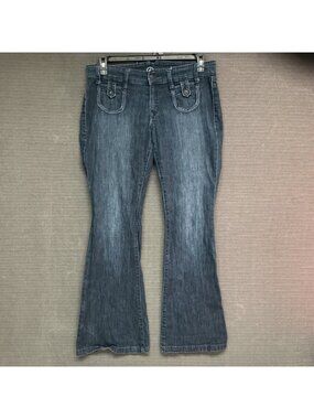 Old Navy Diva Bootcut Jeans Size 8 Regular Blue Denim Mid Rise Distressed Hem